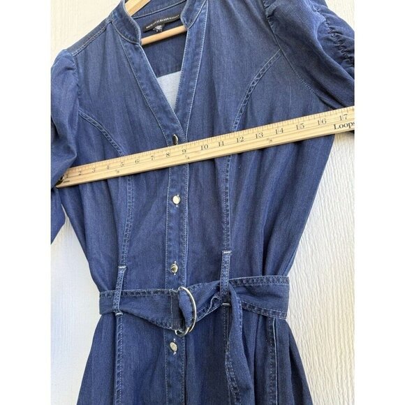 White House Black Market Womens 4 Denim Button Closure Dress cowgirl western - Picture 8 of 14
